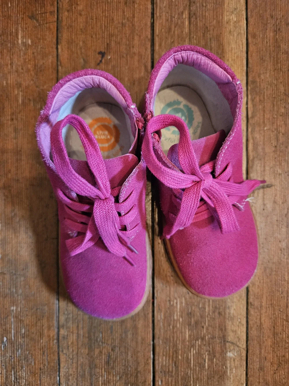 Livie & Luca Magenta Suede Lace-Up Kids Boots